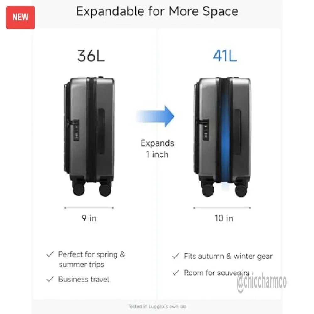 Expandable Polycarbonate Hard Shell Carry-On Luggage with Wheels